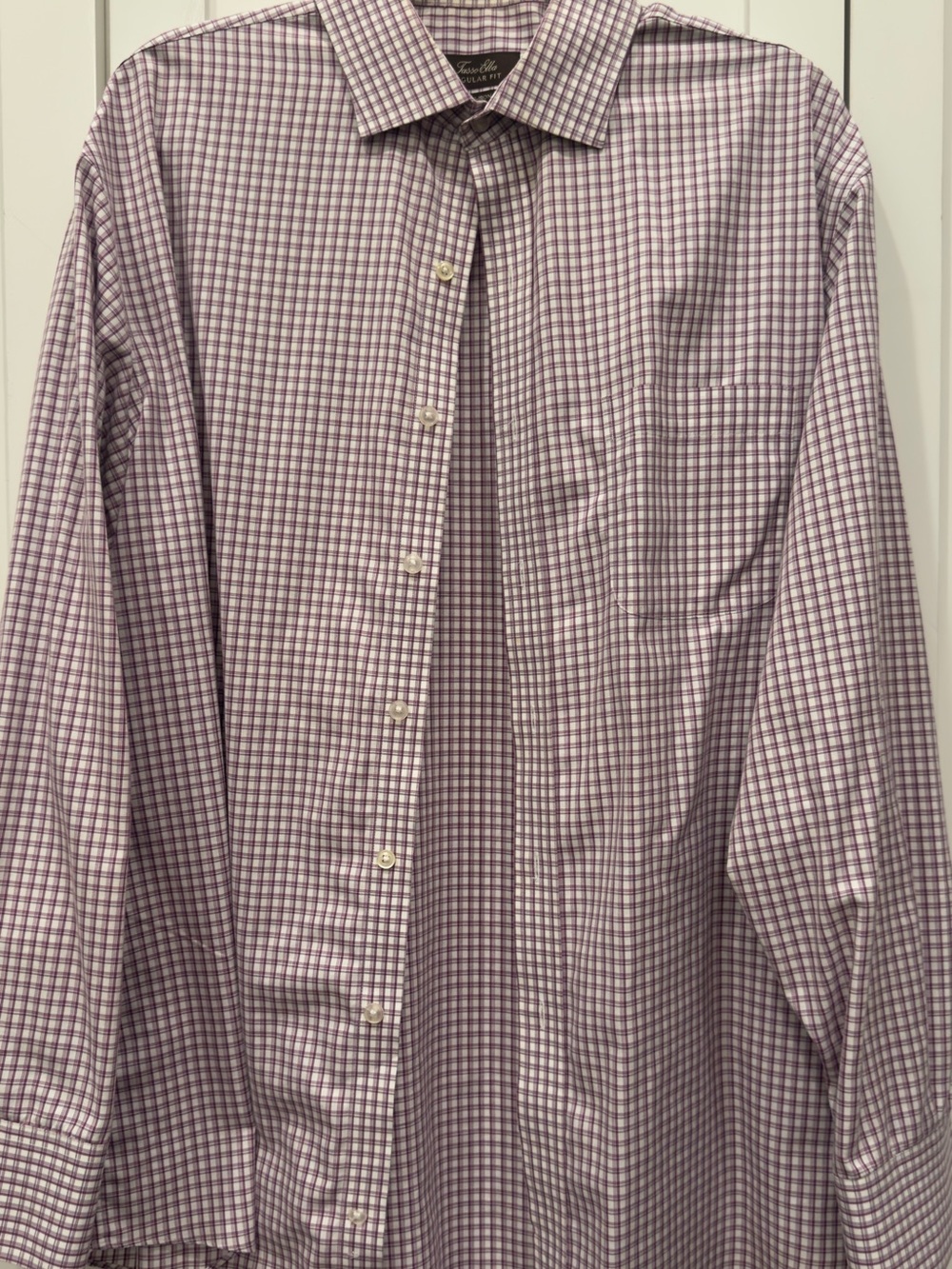 Tasso Elba Men's Purple and White Micro-Check Dress Shirt